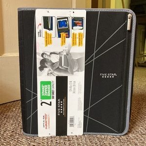 ✏️🍎 BACK TO SCHOOL! Five Star 2” Black Zipper Ring Binder/ 380 Sheet Capacity